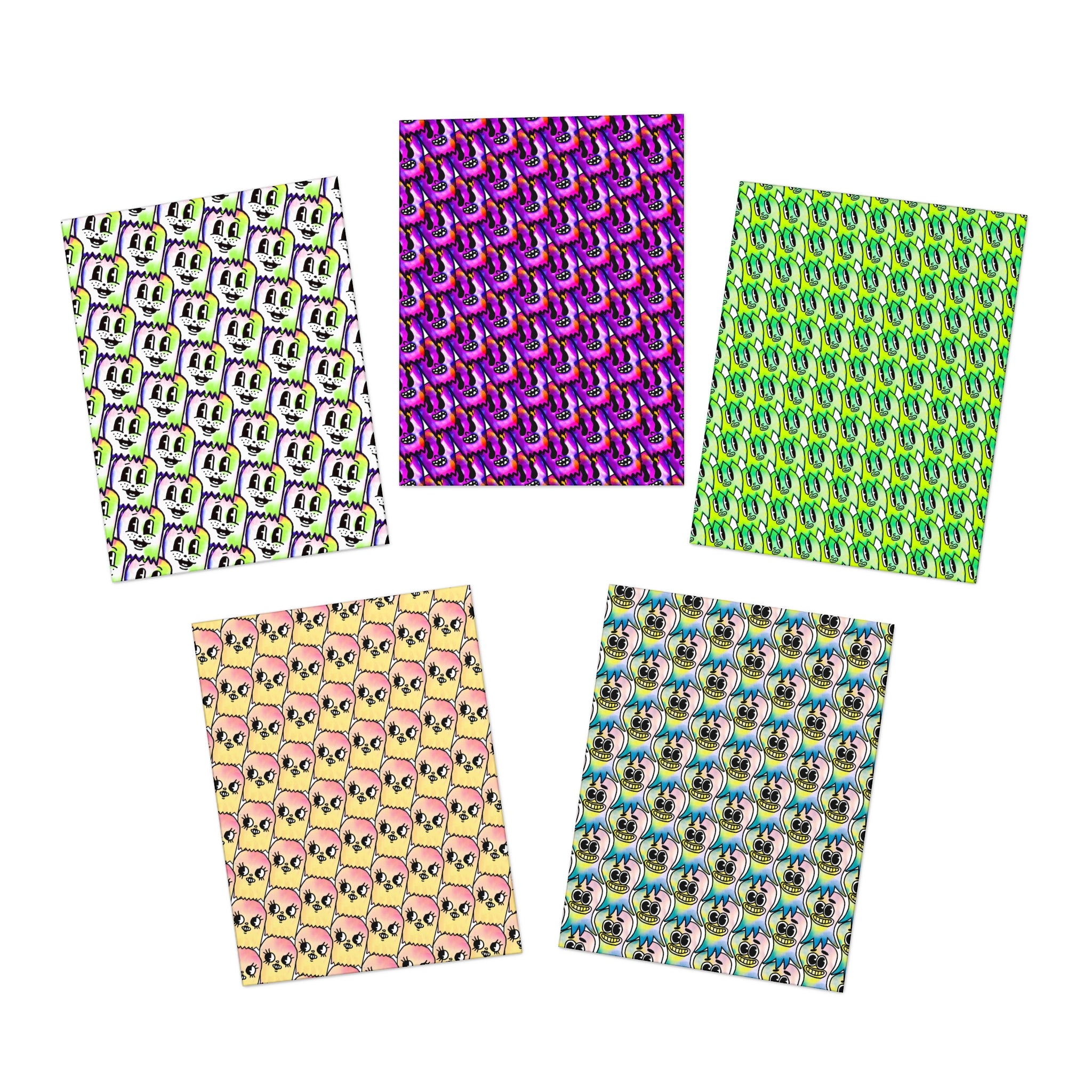 Patterned Ghostie - Multi-Design Greeting Cards (5-Pack) w/ Envelopes